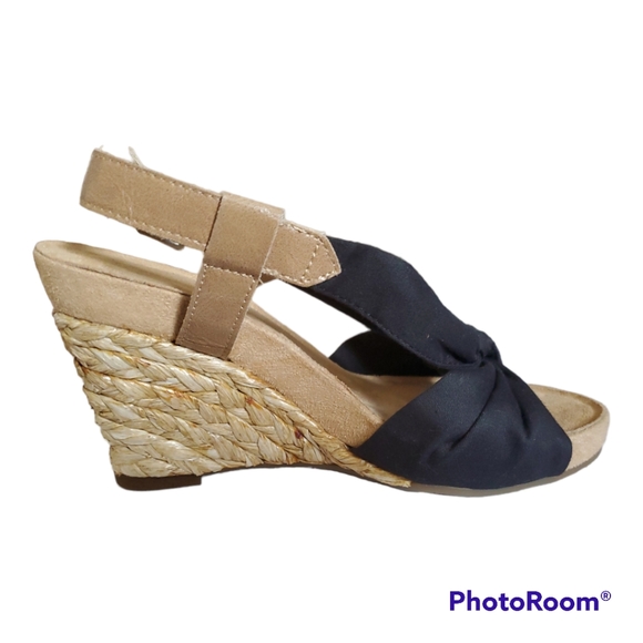 AEROSOLE Black & Beige Wedges Shoes - Size 5 / 35 - Picture 2 of 5